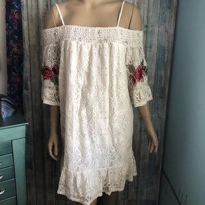 Rose Embroidered Lace Dress